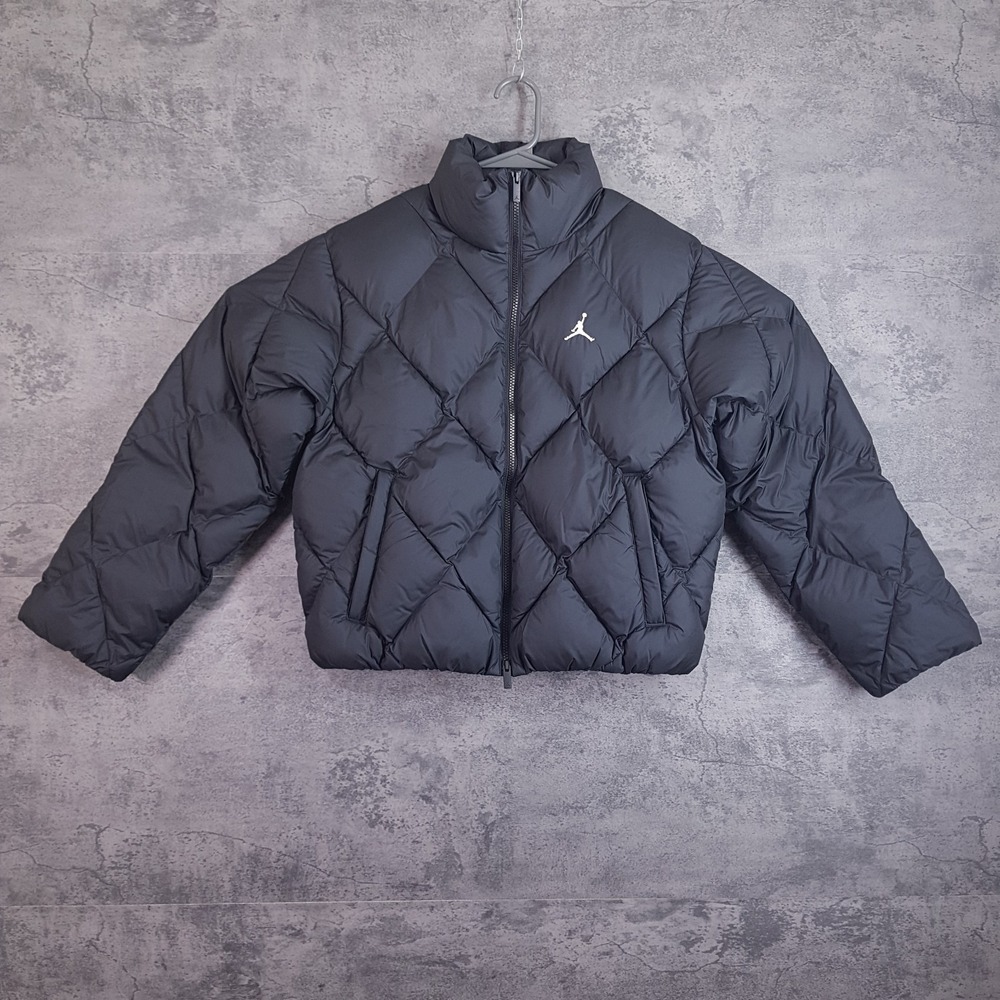 NIKE AIR JORDAN Brooklyn Quilted Puffer Jacket Womens XS Black HV0417-010